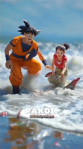 Jungle Se Samundar Tak Goku–Chichi Journey 🕺💃🐬🐋 #goku #cartoon #funny #einglish #ai