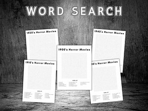 Decade-themed Horror Movie Word Search Puzzles: 10 Fun Challenges From the 20th Century - Etsy