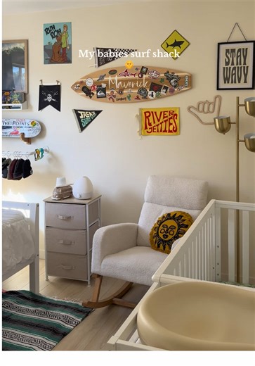 Mavericks surfshack! 🌞 🤙🏼 #surfshack #nursery #coastalhome | home decoration