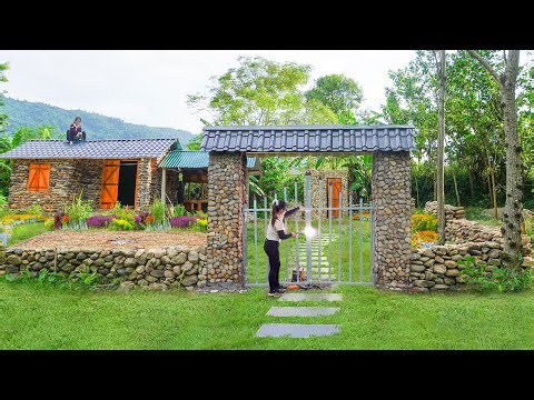 BACK IN TIME: 388-Days The Woman Alone Build A Solid CABIN with Many Stone /from Start To Finish