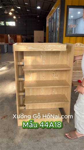 Modern Wooden Bookshelf with Sliding Hidden Drawer 44a18 #Bookshelf #HiddenStorage #SmartFurniture #viral #xuonggohonai | Xưởng Gỗ Hố Nai .com - Mộc Gia Đình