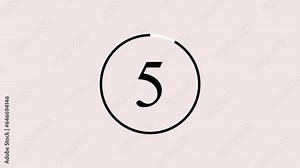 Abstract black number countdown animation. Pale red background UHD 4k video and circle moving.