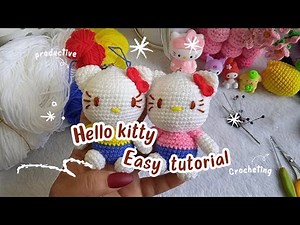 Learn How To crochet Hello kitty keychain!!! Crochet Hello kitty keychain #hellokitty