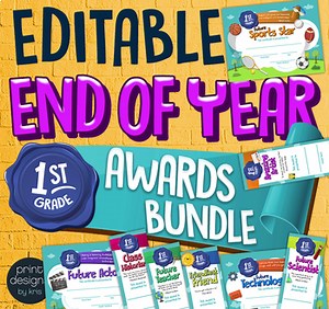End of the Year FIRST GRADE Student Superlative Awards BUNDLE