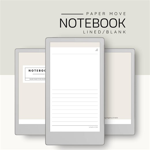 Notebook for Remarkable Pro Move, Minimalist Design, Remarkable Move Templates, Hyperlinked, Left- and Right-handed Versions, Lined/blank - Etsy
