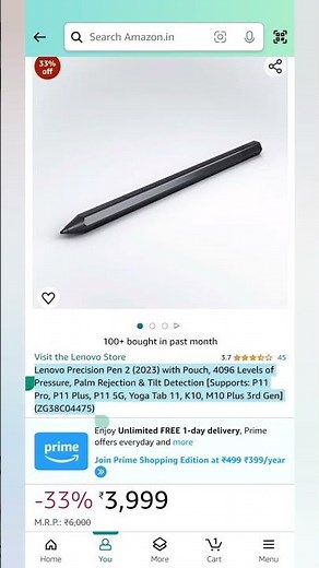 Lenovo Precision Pen 2 (2023) | with Pouch, 4096 Levels of Pressure, Palm Rejection & Tilt Detection