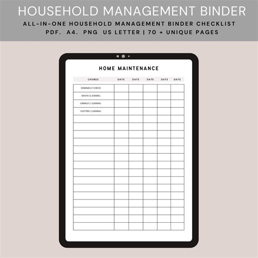 Household Management Printable & Home Management Binder | Homemaker Planner, Emergency Binder, Busy Mom Organizer, Home Life Planner - Etsy