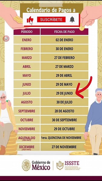 When will the July 2026 ISSSTE pension be paid?