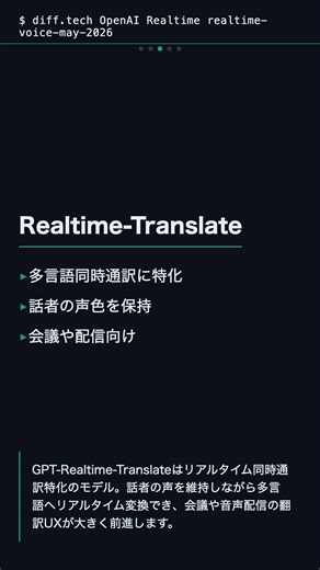 OpenAI APIにリアルタイム音声3モデル追加 | Realtime-2 / Translate / Whisper #Shorts