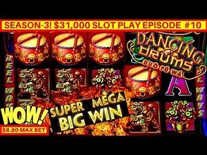 Dancing Drums Slot Machine Bonus HUGE WIN | Max Bet Bonus MASSIVE WIN | Season 3 | EPISODE #10