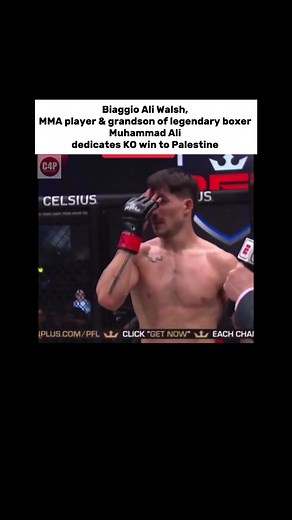 Biaggio Ali Walsh, MMA player & grandson of legendary boxer Muhammad Ali dedicates KO win to Palestine | Celebrities4Palestine