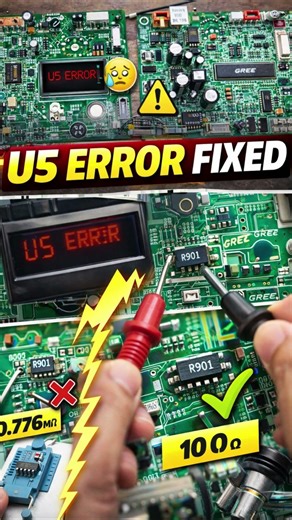 Gree AC U5 Error Fix ⚠️ | PCB Testing Trick #shorts