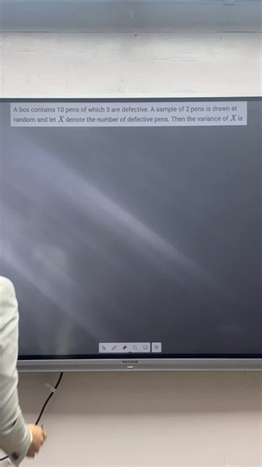 IIT-JEE Mathematics on Instagram: "How to Calculate the Variance of a Random Variable for Defective Items in a Sample In this video/post, we solve a popular probability and statistics problem frequently seen in competitive exams like JEE Main. Problem Statement: A box contains 10 pens, 3 of which are defective. If a sample of 2 pens is drawn at random and X denotes the number of defective pens, find the variance of X. #Statistics #probability #Mathematics #RandomVariables #prayasinstitute"