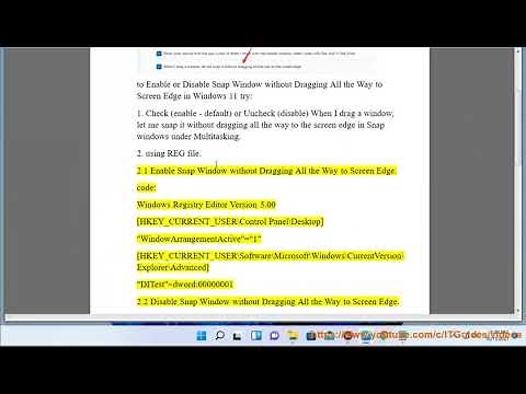 Enable/Disable Snap Window without Dragging All the Way to Screen Edge in Windows 11