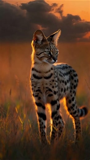 Serval Cat in Golden Savannah #shorts #trending #savanah #savanahcat