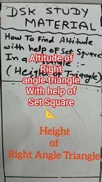 How to find altitude/height of a right angle triangle | Maths Lab Experiment | NCERT Lab Manuas