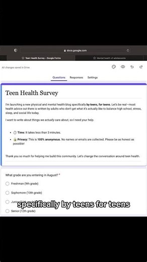 Link in comments! Building a health blog by teens, for teens! #mentalhealth #health #teen #fyp #blog