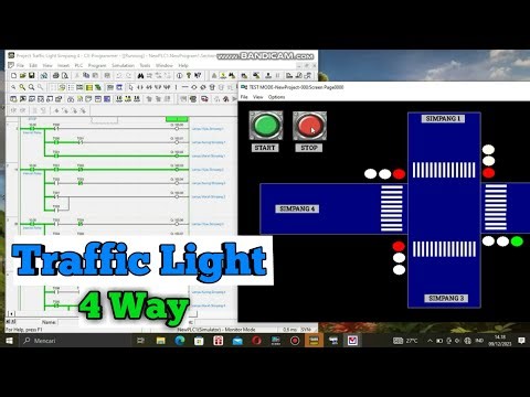 Simulasi Ladder Diagram Dan HMI Traffic Light 4 Way Menggunakan CX-Programmer dan CX-Designer | PLC