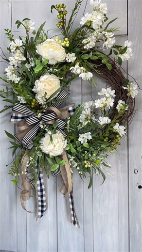 White Peony Garden Wreath + Floral Candle Stick Arrangement Tutorial | Floral Home Decor DIY