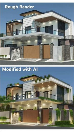 👉 From Rough Render to AI Perfection | 3ds Max + Vray + AI Edit | Modern House Design 2025 #3dsmax