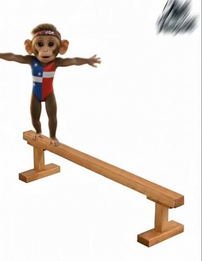 Monkey Gymnast Performs Incredible Aerial Flip on Balance Beam!