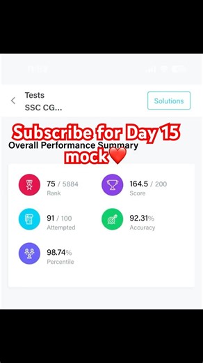 Day 14/90 of My CGL mock journey💥❤️ #studywithmesscaspirants #mock