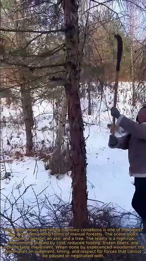 Hopping Down a Tree with an Axe Manual Tree Felling Guide: Extreme Firewood Gathering Axe Felling