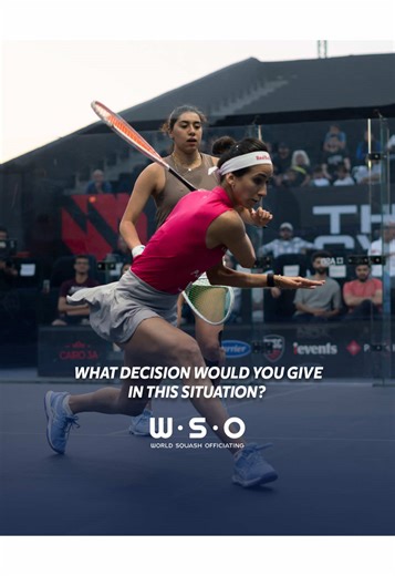 What would your decision be in this situation? 👀 #squash #wsofficiating #decision #stroke #let #nolet