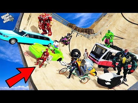 GTA 5 : Shinchan & Avengers Army VS Ultimate Ramp Jump Challenge in GTA 5 ! (GTA 5 mods)