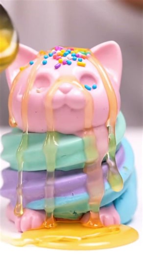 ✨ ASMR Infinite Loop! Pouring Honey & Confetti on Pastel Ice Cream Kitten (Satisfying sounds)