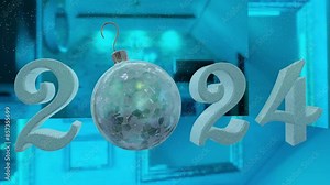 Year 2024 Winter Christmas Theme Sky Blue.mp4, 3D New Year 2024 Valentine Theme Red and silver.mp4, 3D New Year 2024 Gold Dancing Girl animation.mp4, 3D Multi Balloons Text 2024 Transitions. Stock Video