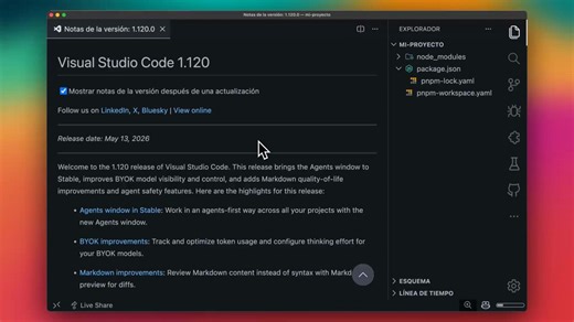 ¡Visual Studio Code evoluciona! Lanza Agents Window para administrar agentes de IA en dentro del editor.✓ Controla Copilot, Claude Code y más✓ Usa proyectos de GitHub o locales✓ Revisa cambios sin salir de VS CodeAquí te lo enseño para que lo veas: