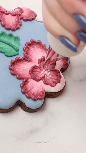 After all these years, brush embroidery is still one of my favorite cookie decorating techniques! #madewithlove #sweetambs #sweetambscookies #decoratedsugarcookies #royalicingcookies #royalicing #cookiedecorating #icingart #edibleart #icingcookies | SweetAmbs