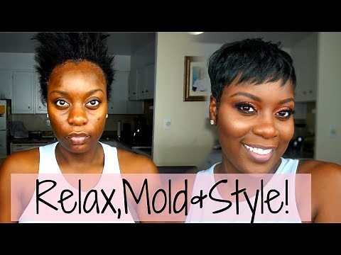 Relaxer, Mold &Style At Home!| Beginner Friendly!|Short Hair Tutorial