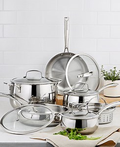 Belgique Stainless Steel 11-Pc. Cookware Set, Created for Macy's - Macy's