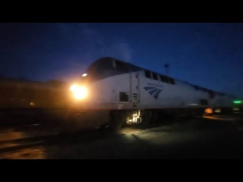2 Union Pacific locomotives moving through the yard and the California Zephyr arriving in Helper UT.