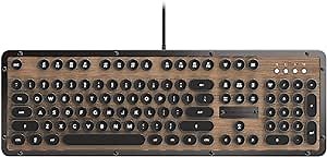 Azio Retro Classic USB (Elwood) - Wired Vintage Backlit Mechanical Keyboard for PC, Walnut Wood (MK-RETRO-W-01-US)