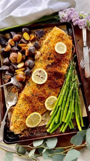 Suzanne Smith on Instagram: "I’ve been making this recipe for Roasted Panko Salmon for my family and friends for many many years and every time I make it they love it just as much! It’s a perfect and very easy dish to make for Easter or any time really. Paired with roasted baby potatoes, and fresh asparagus…this is a meal that you want to make over and over again! Get the recipe on Crazy Blonde Life! Link in my stories!! Thank you @hannahh.226 for making this video and being my partner in crime!