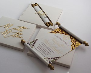 Luxury Paper Scroll Wedding Invitation With Gold Foil & Box - Etsy