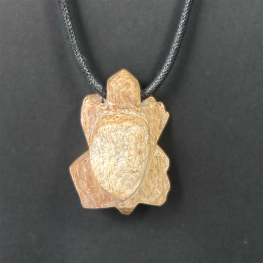 Carved Turtle Island Pendant on Cord