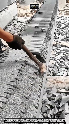 Shaping rough granite edges with precision using Work tool Stone Chisel Hammer #tool #worktool