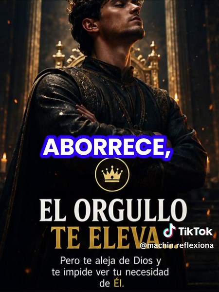 EL ORGULLO TE ELEVA... PERO TE ALEJA DE DIOS El orgullo puede hacernos sentir superiores por un momento, pero jamás nos acercará al Señor. Dios busca corazones humildes, dispuestos a aprender y obedecer. Cuando dejamos el orgullo a un lado, abrimos espacio para que Su gracia obre en nuestra vida.