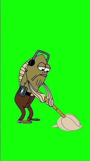 Fred the Fish Mopping the Floor | meme | SpongeBob | SquarePants | Green Screen