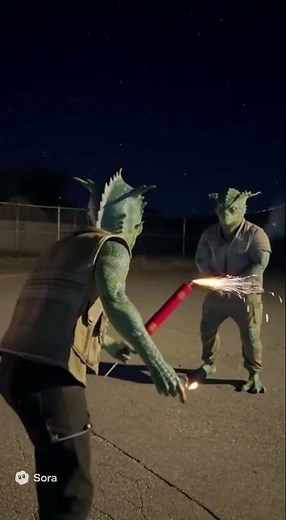 Reptilian Aliens Try Fireworks… What Could Go Wrong? 👽💥