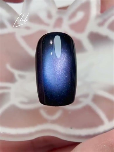 Black & Blue Hollow Cat Eye Nails 💙🖤✨ Magnetic Ring + French Tip + Square Tutorial | Luvher Beauty