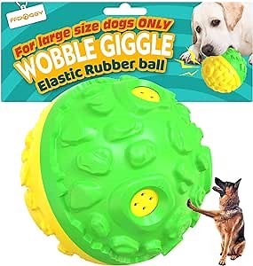 Dog Giggle Ball Interactive Squeaky Toys Puppy Wobble Wag Talking Balls for Chewers Durable Rubber Fun Sounds When Rolled or Shaken Best Toy with Squeaker to Keep Them Busy Babble Gift HL