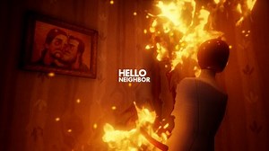 two men, Hello Neighbor, fire, mannequin, video games, video game art, screen shot, picture frames, wall, title, CGI | 1920x1080 Wallpaper - wallhaven.cc