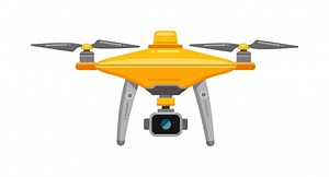 Download Drone, yellow. Photo and video shooting from a drone. Quadcopter with camera. Vector illustration for free