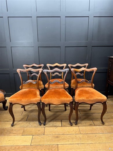 Antique Victorian Rosewood Dining Chairs Set 6 Upholstered Seats - Etsy