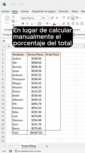 4.7K views · 146 reactions | Calcula el porcentaje en excel con un...